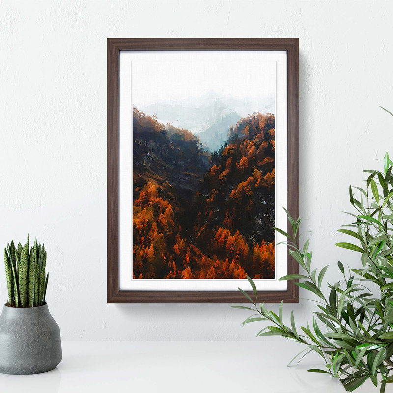 Mountains in South Tyrol in Italy in Abstract - Framed Print, 48cm H x 36cm W x 2cm D, Walnut Framed