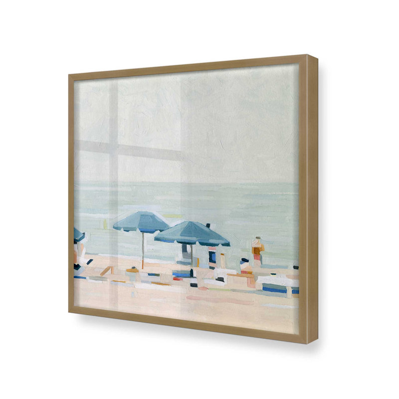 «Seaside Umbrella Harmony I», reproduction, H 21,75 po x l 21,75 po, Quiet Home Escape II, Cadre pour photo simple or brossé