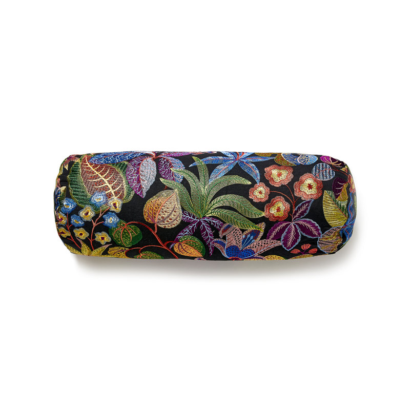 Greenhouse Linen Bolster Pillow Cover & Insert, Night Shade, 7" H x 22" W