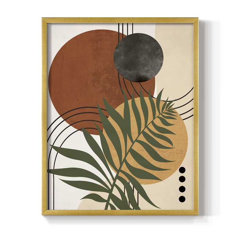 «Contemporary Palm I», reproduction encadrée - bois massif, H 21 po x l 17 po, Doré