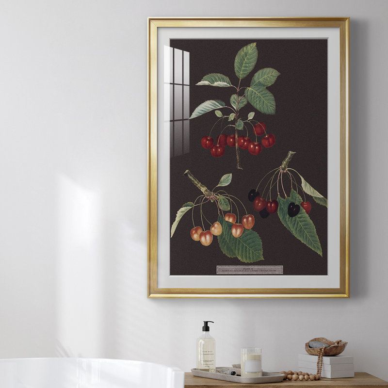 Brookshaw Cherries, reproduction encadrée de qualité supérieure, H 42,5 po x l 30,5 po x P 1 po, Or