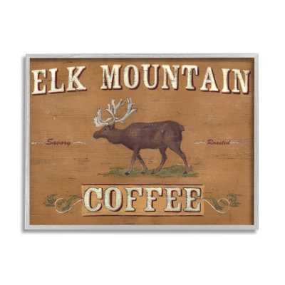 «Antique Elk Mountain Coffee Kitchen Kitchen Rustic Animal» par June Erica Vess - Art textuel sur toile