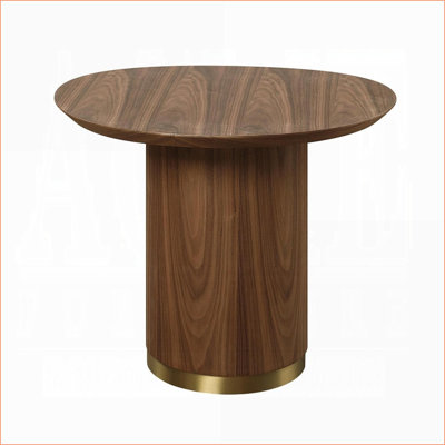 Walnut Wood Coffee Table for Small Spaces, Stable Pedestal Base Maximizes Legroom