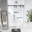 Porte de douche coulissante sans cadre l 44 à 48 po x H 76 po, verre trempé transparent de 5/16 po (8 mm), cadre en acier inoxydable, noir mat-121019836