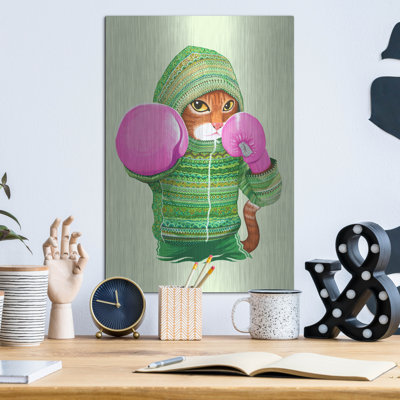 Luxe Metal Art 'Boxing Cat 4' By Tummeow, Metal Wa " Boxing Cat 4 " by Tummeow