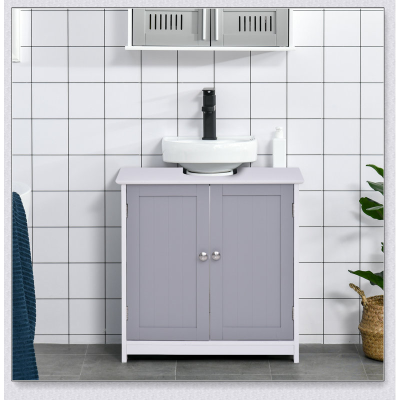 kleankin Pedestal Sink Storage Cabinet, Vanity Base Cabinet, Under Sink Bathroom Cabinet