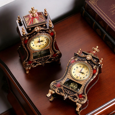 Vintage Retro Alarm Clock 2-Pack, 13 Inch Antique Table Clock Battery Operated with 12 Melodies, Silent Non-Ticking Decorative Desk Clock for Living Room Bedroom Office Wall Home Decor (Set of 2)