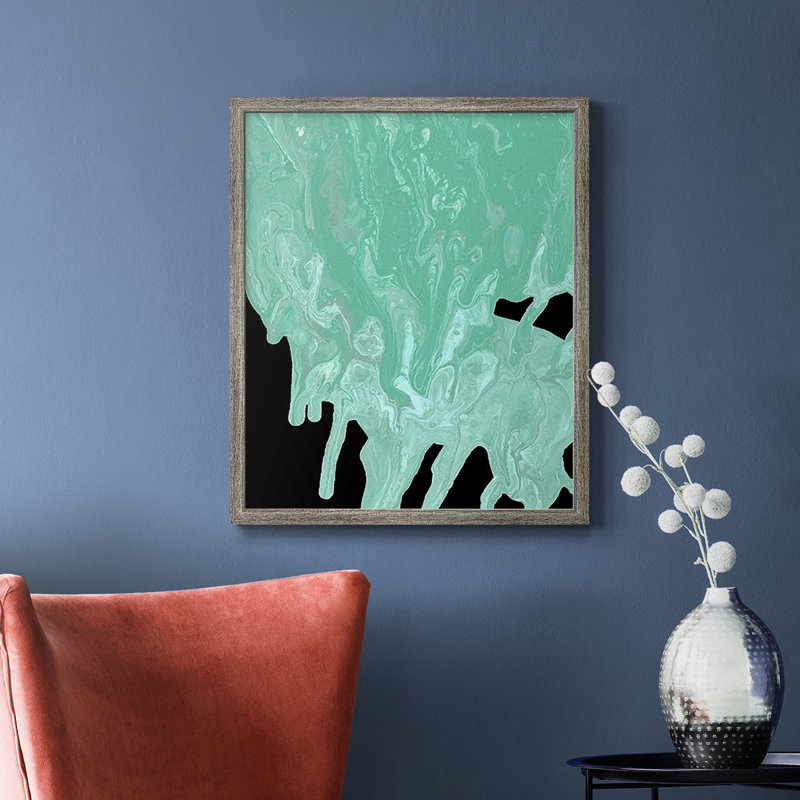 Teal Cascade I Premium Framed Canvas - Ready to Hang, Gray, 24" H x 20" W