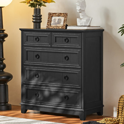 Commode 5 tiroirs pour chambre à coucher Farmhouse, petites commodes et commode de 33,2 po de hauteur, commode en bois rustique avec poignée en métal, rangement pour le salon, le couloir, le vestibule