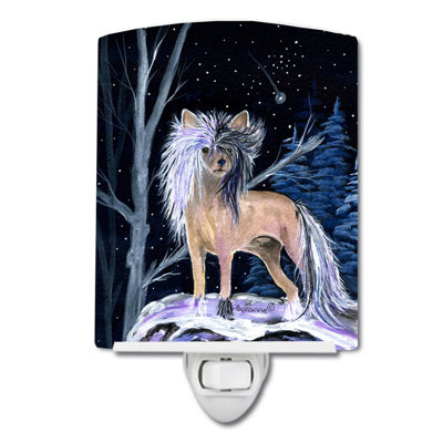 Starry Chinese Crested Ceramic Night Light