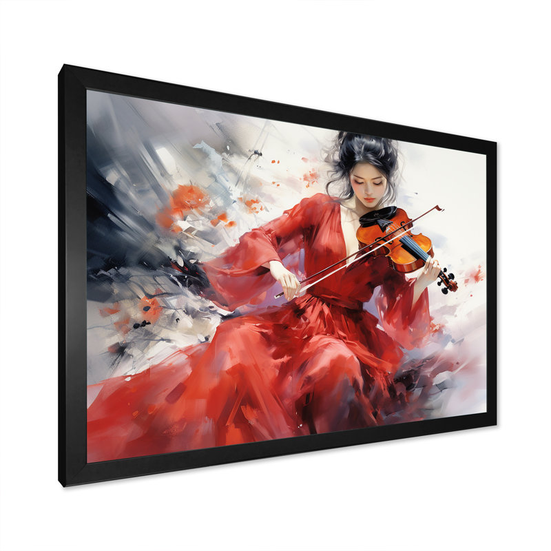 Violon, élégance japonaise sur toile, Cadre simple noir, H 16 po x l 32 po x P 1 po