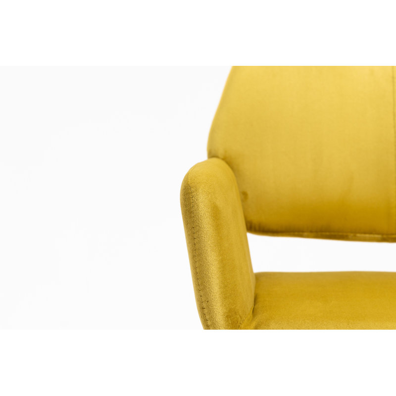 Chaise rembourrée en velours à dossier ouvert, Jaune