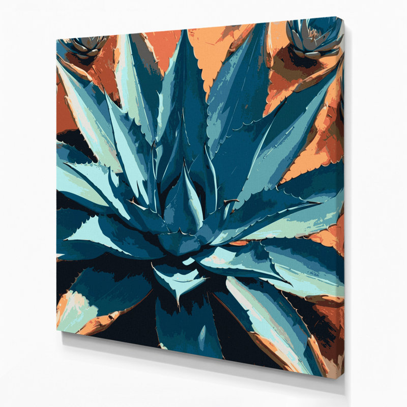 «Southwestern Plants Agave Plant 146», art mural sur toile grise, H 32 po x l 32 po