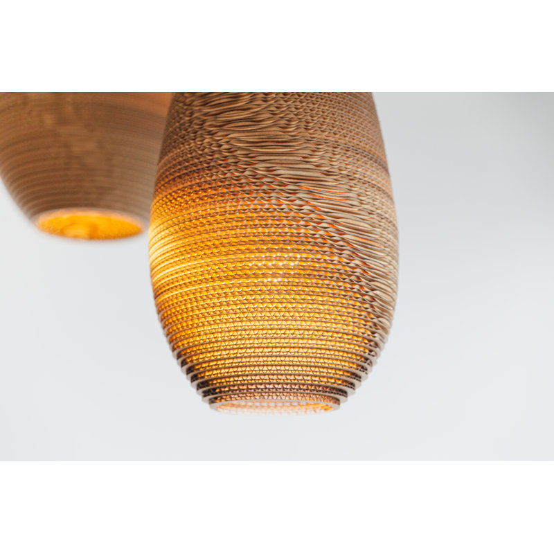 Scraplights Recycled Cardboard Pendant Light - Drop, 18" H x 10" W x 10" D, Natural