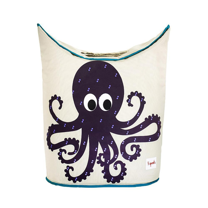3 Sprouts - Baby Laundry Hamper  - Storage Basket Organizer Bin for Nursery - Octopus