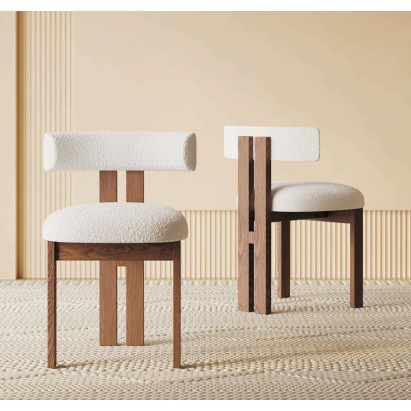 Chaise de salle à manger rembourrée Crutcher, Blanc peluche
