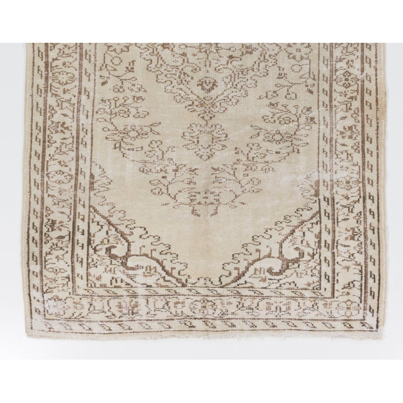 Tapis rétro Anatolian Oushak. Tapis de salon en laine noué à la main beige