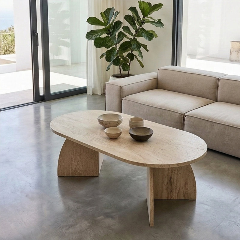 Table basse Aurelle, Travertin