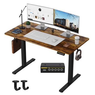 Bureau debout électrique à hauteur réglable 48 po x 24 po, poste de travail d'ordinateur avec 3 préréglages de mémoire, parfait pour la maison et le bureau, les études et les jeux