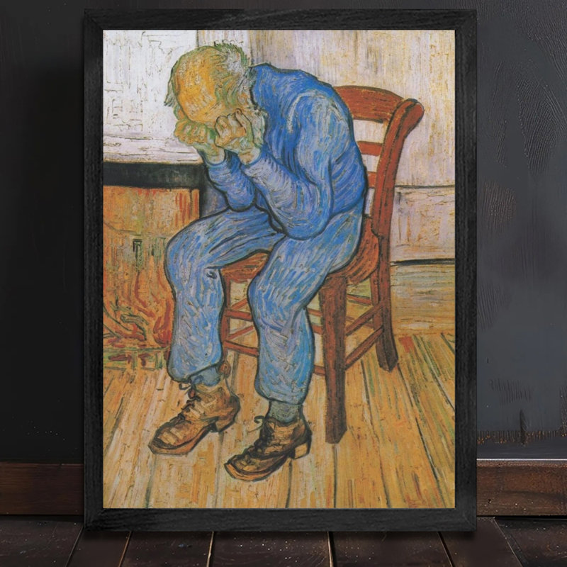 Art moderne encadré noir moderne, homme assis, prêt à accrocher, impression haute définition sur toile, H 17 po x l 13 po