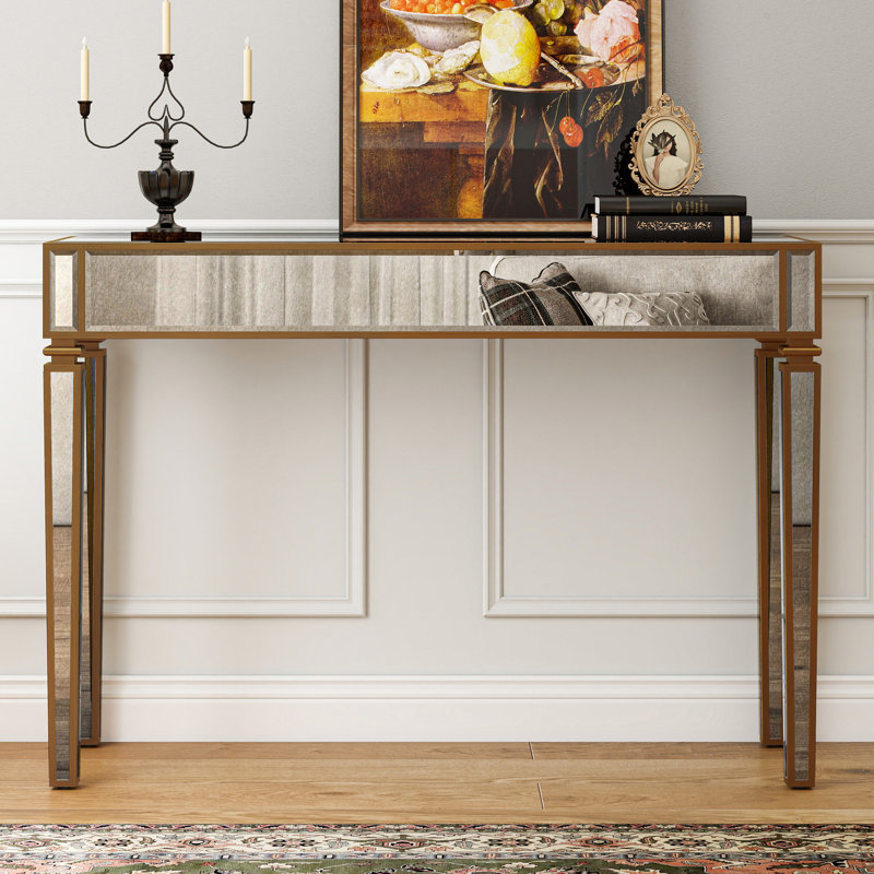 Console rétro en verre avec verre miroitant Adelais