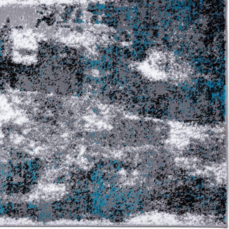 Tapis abstrait turquoise / gris Elkmont, Rectangle 4 pi x 5 pi