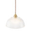 Vintage Large Single Light Dome-Shaped Striped Glass Pendant Light    -105813329