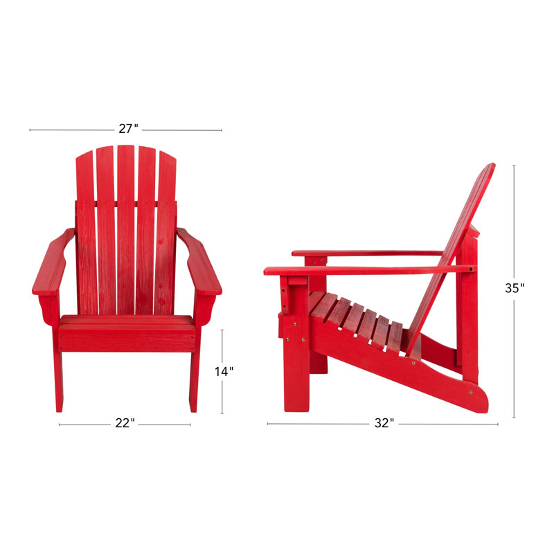 Ensemble de chaise Adirondack et table d'appoint en bois massif Grandview, Rouge piment