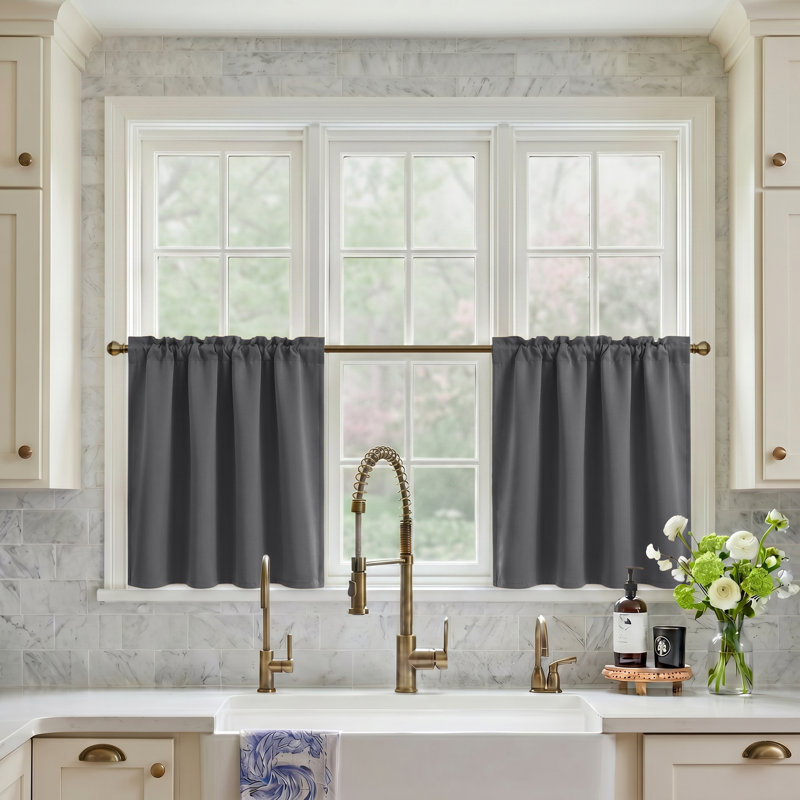 Polyester Blackout Rod Pocket Valance, 34" W x 30" L, Gray