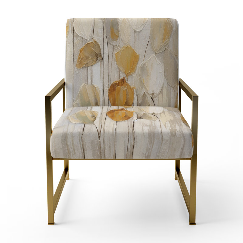 Brilon - Chaise rembourrée avec accoudoirs abstraits Botanicals, Doré