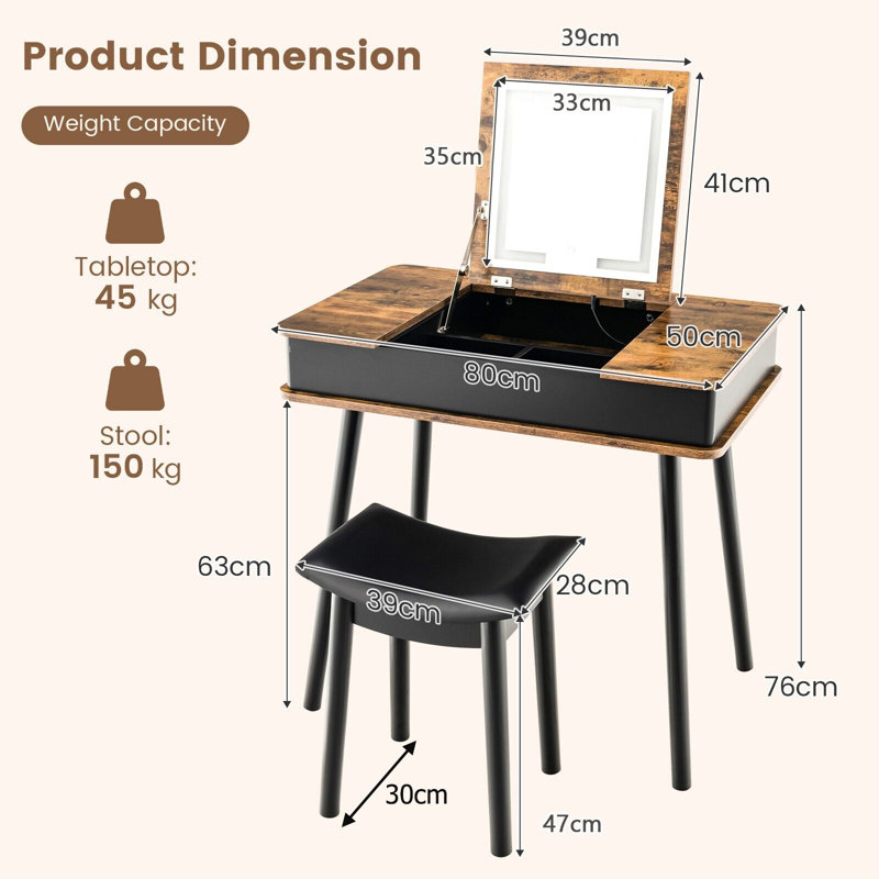Pintura Dressing Table with Mirror