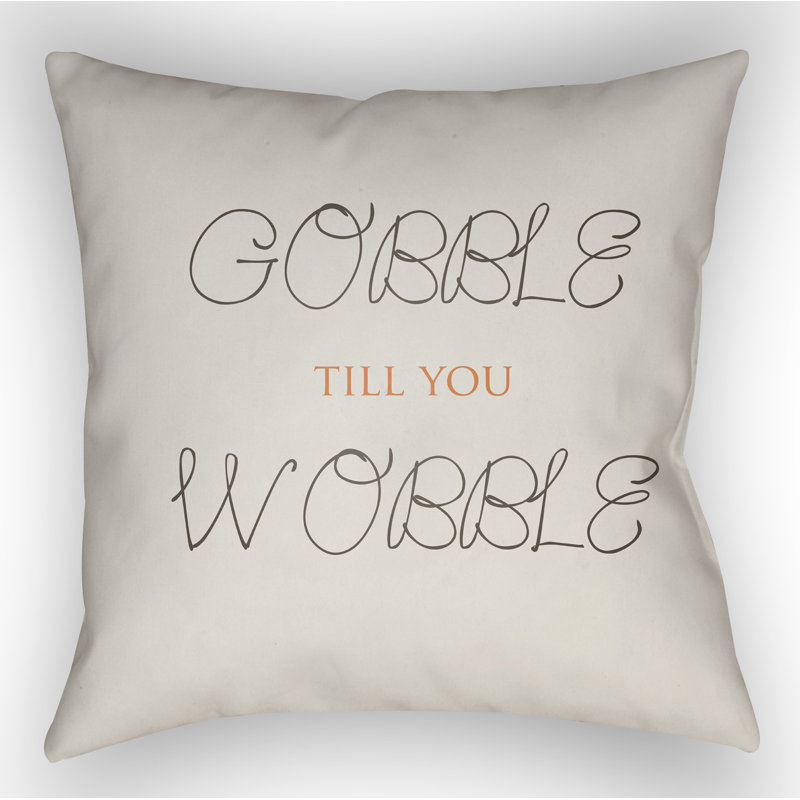 Gobble Wobble Indoor/Outdoor Throw Pillow, 20" H x 20" W x 4" D, White/Brown