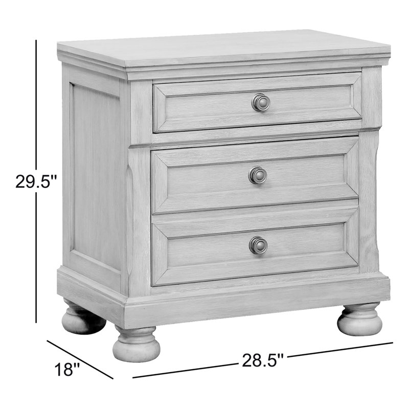 Table de chevet en bois à 3 tiroirs avec chargement USB Ikko