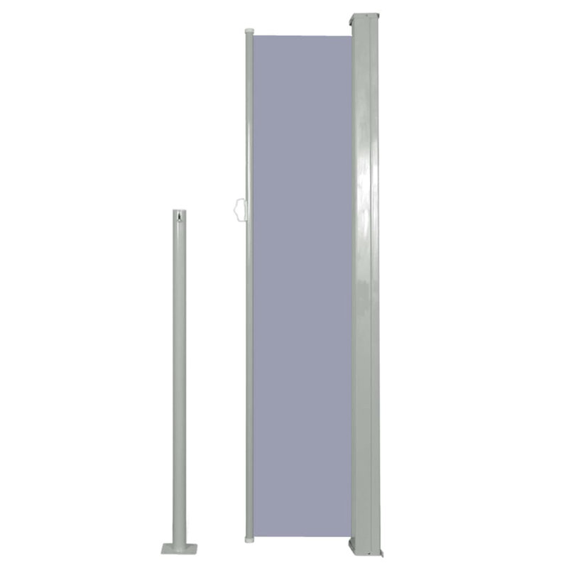 Paravent rétractable avec auvent pliant, Gris, H 86,61 po x l 196,85 po