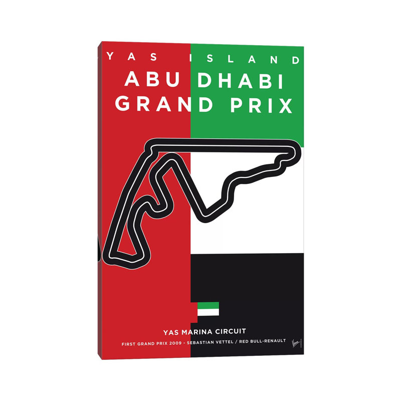 F1 Yas Marina Race Track Minimal Poster by Chungkong - Wrapped Canvas Painting, 66.04 cm H x 45.72 cm W x 1.91 cm D