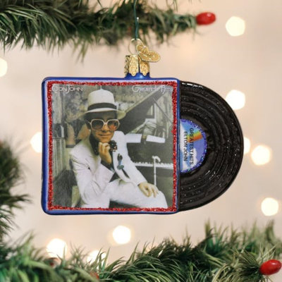 Old World Christmas Blown Glass Ornament for Christmas Tree, Elton John Greatest Hits Album