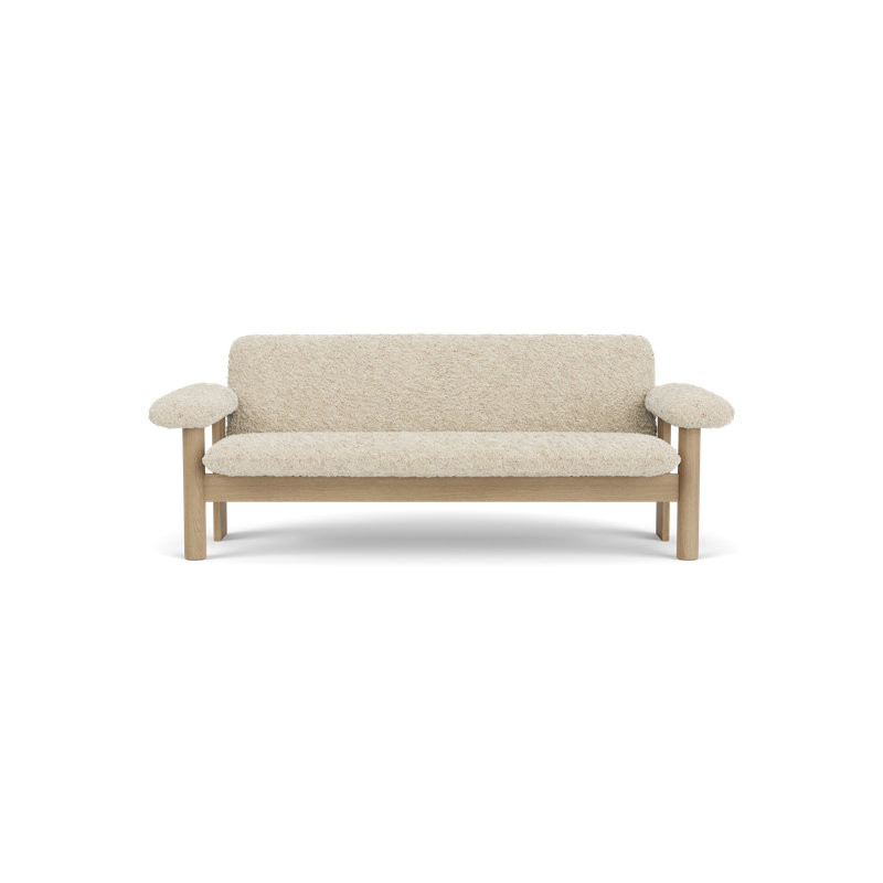 Brasilia Loveseat, Natural Oak, Sahara Sheepskin