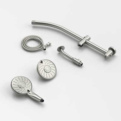 Double Rain Shower Set 5 Setting Bathroom Shower Head Handheld Combo Chrome Shower Head