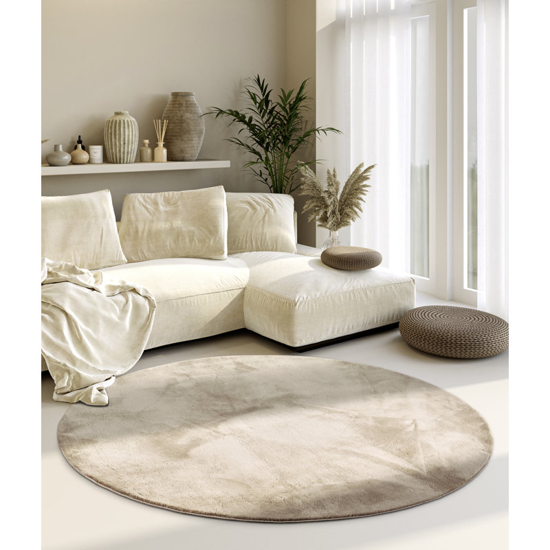 , Cream Leon high pile rug, Round 160cm