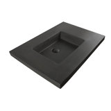 Newterra Concrete Handmade Rectangular Semi-Recessed Vessel Bathroom Sink