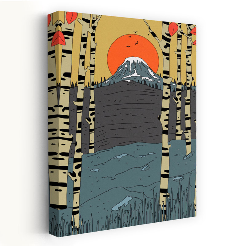 Contemporary Art Contemporary Modern Tranquil Birch Autumn Forest Wall Art - Wrapped Canvas Print, 152.4 cm H x 101.6 cm W