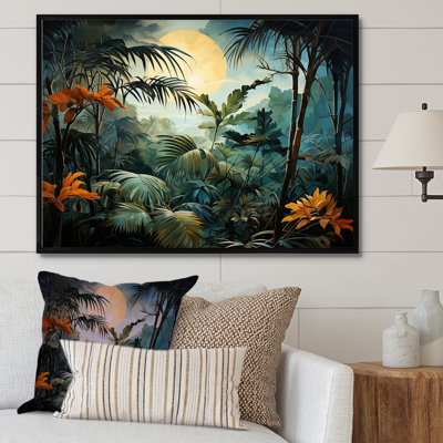 «Fantasy Jungle Plants Under Moonlight», reproduction sur toile