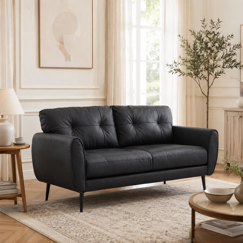 Corvo 61'' Faux Leather Loveseat, Corvo Black Faux Leather