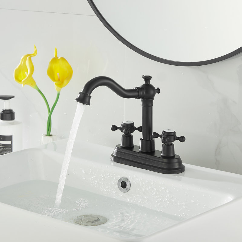 Robinet de lavabo de salle de bain 4 "avec drain Centreset, Noir mat
