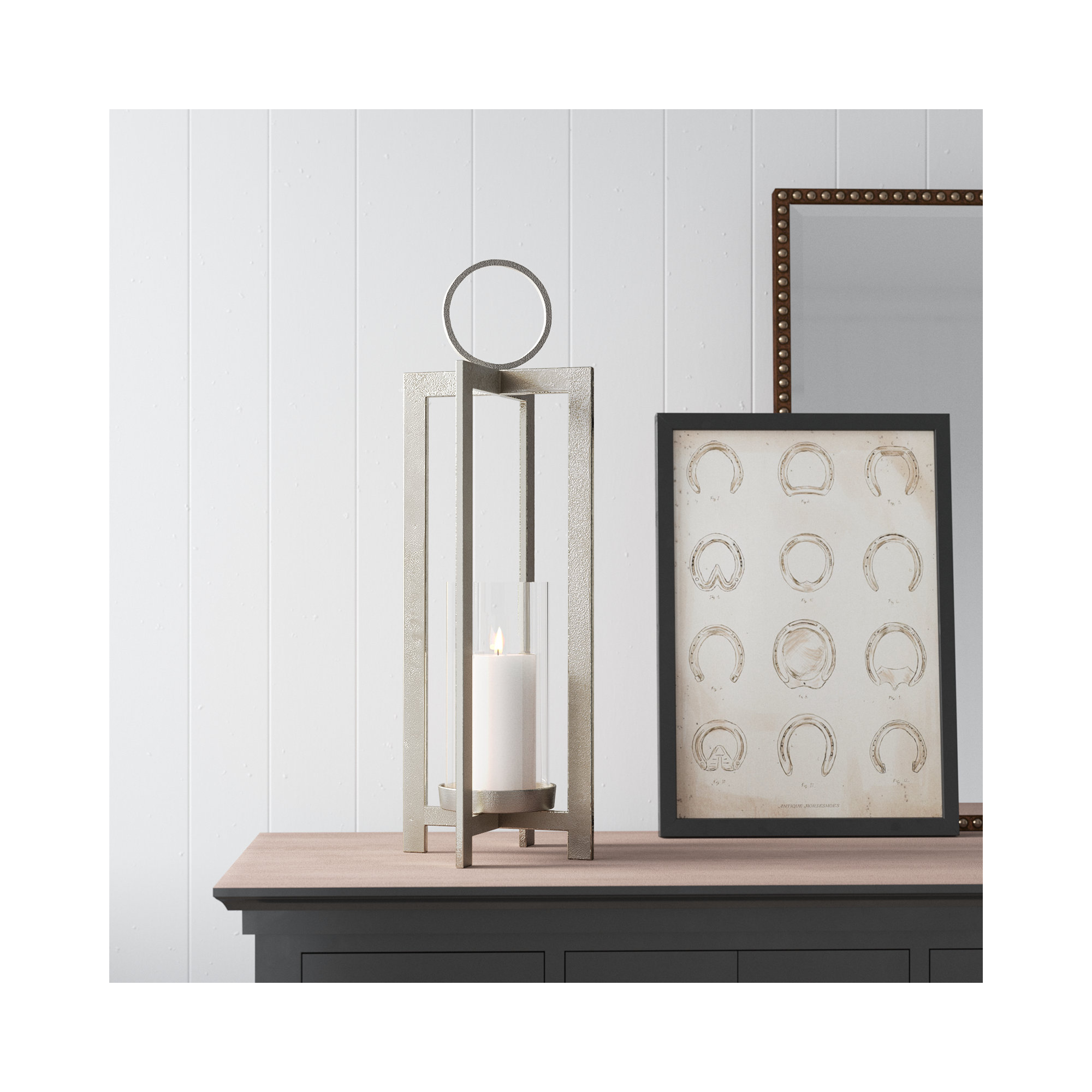Barrow Lantern, Silver, 26" H x 8" W x 8" D