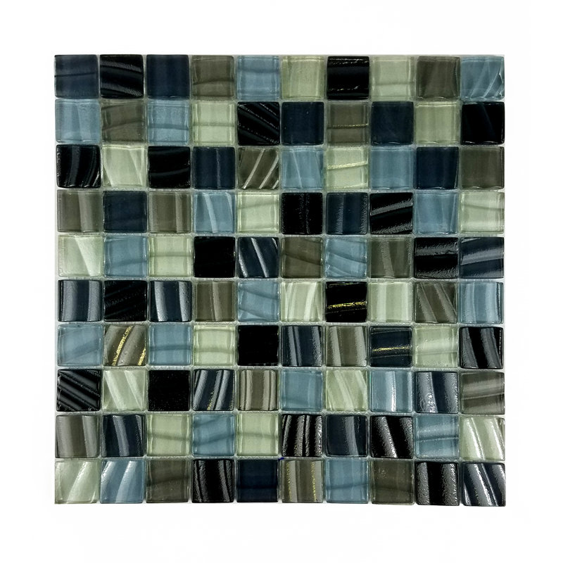 New Era 12 in.x 12 in. Textured Glass Straight Edge Square Mosaic Wall & Pool Tile
