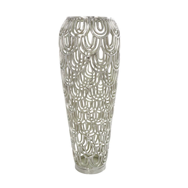 Gathel Arched Geometric Floor Vase, 25.1" H x 9.45" W x 9.5" D, Silver