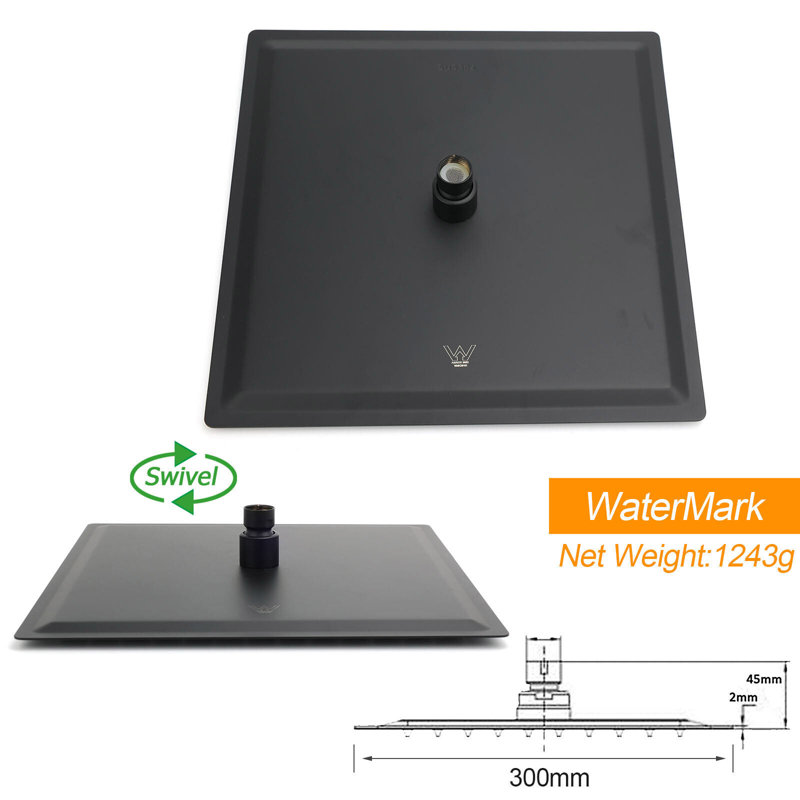 Rain Shower Head, Matte Black