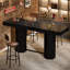 Table de bar 70,9 po à hauteur de comptoir industrielle avec plateau d'aspect noyer pour bar de cuisine ou de maison-1152243613