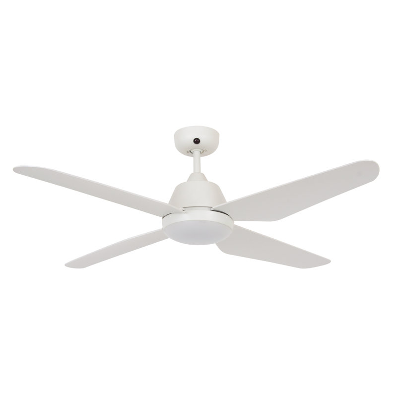 Aria 52" Ceiling Fan with Light and Remote, Modern White LED Ceiling Fan with Lights, Damp Rated, Indoor/Outdoor Ceiling Fan
